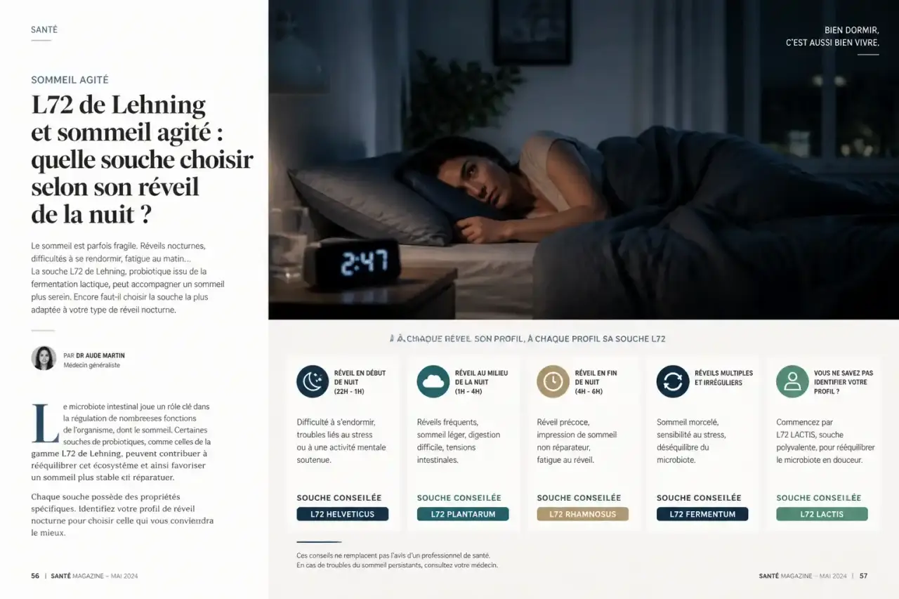 L72 de Lehning et sommeil agité : quelle souche choisir selon son réveil de la nuit ?