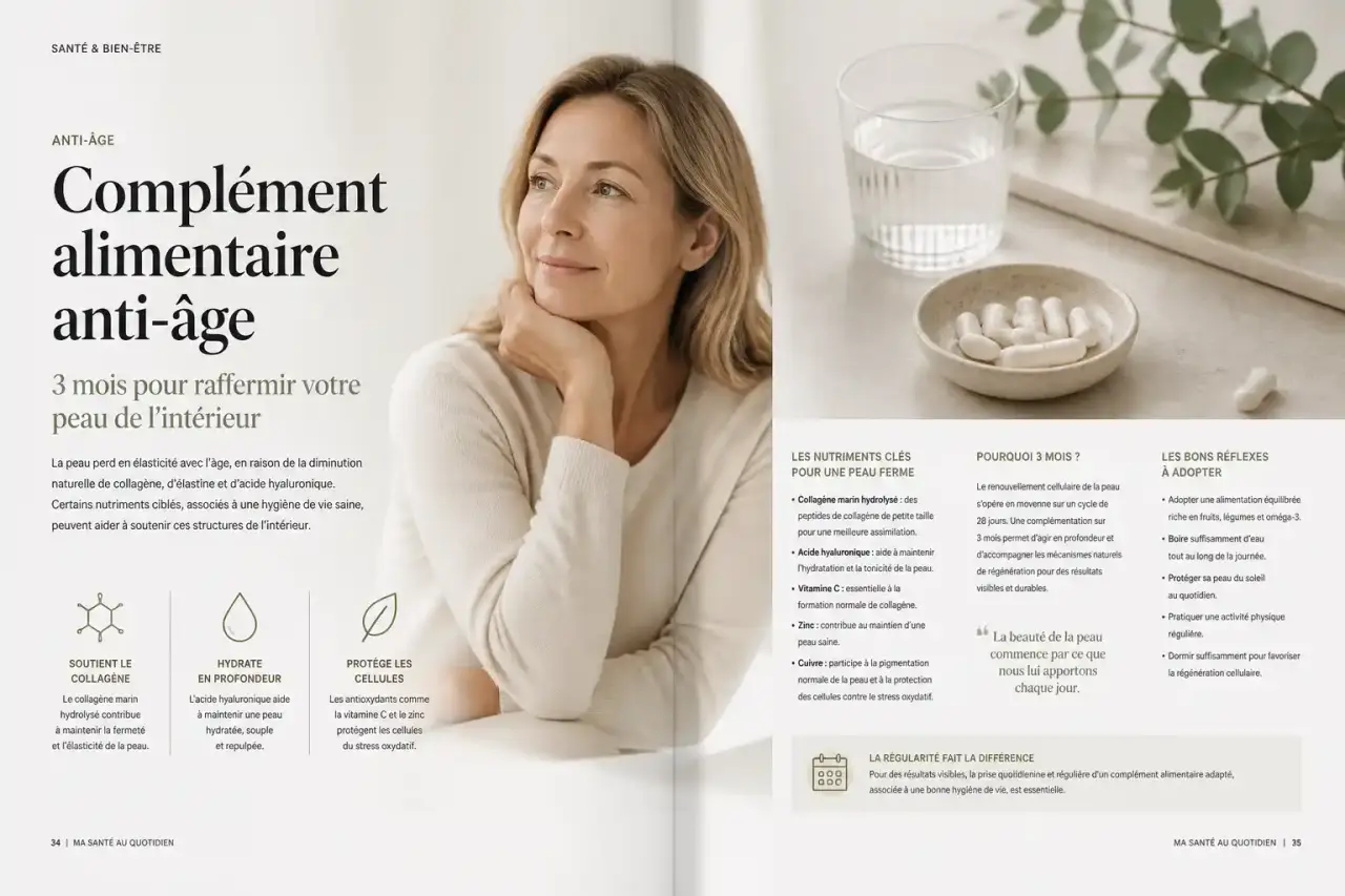 Complément alimentaire anti-âge : 3 mois pour raffermir votre peau de l'intérieur
