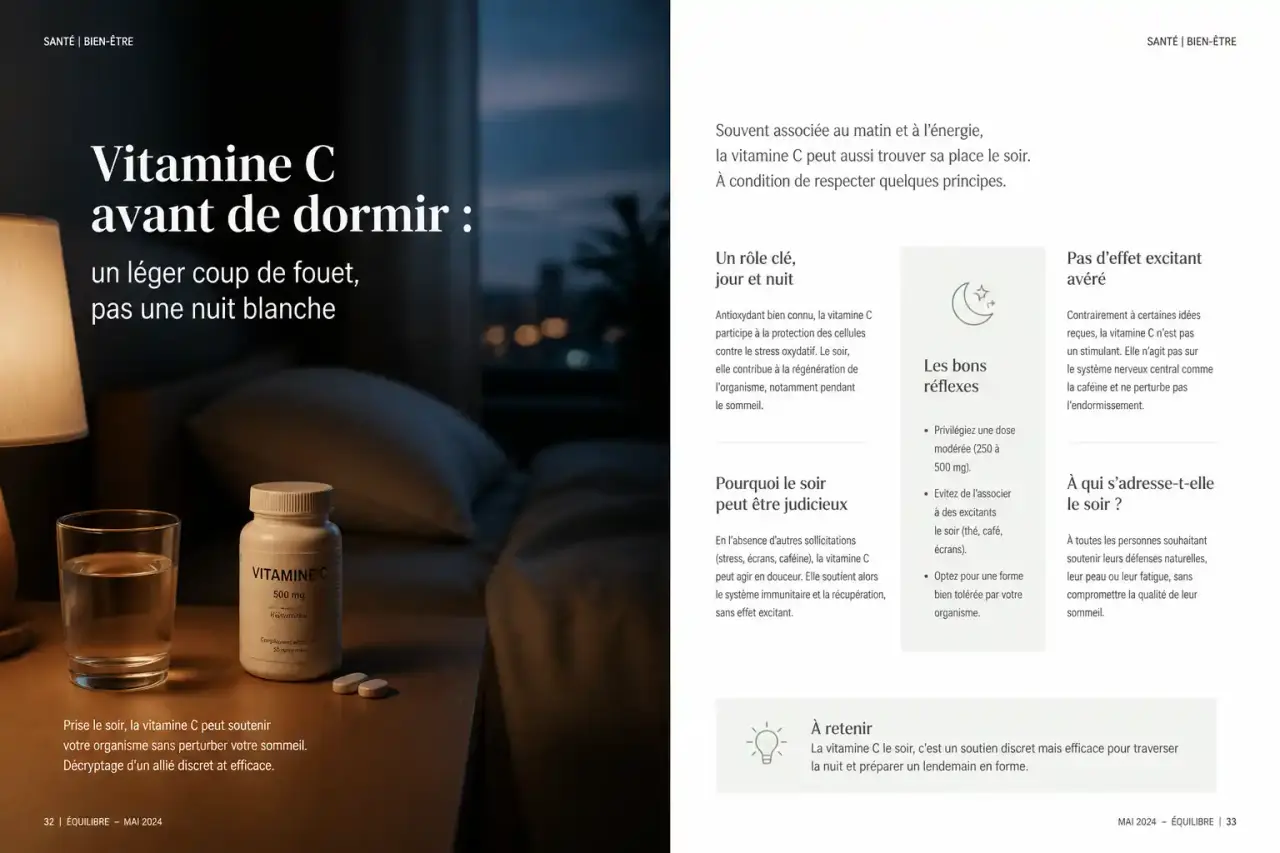 Vitamine C avant de dormir : un léger coup de fouet, pas une nuit blanche